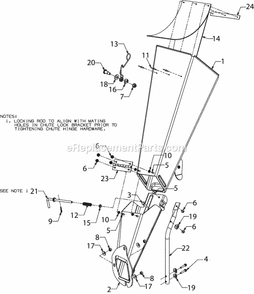 Discharge Chute Diagram and Parts List for 24A-424M756 2017 Cub Cadet Log Splitter
